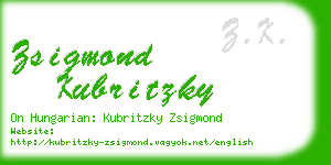 zsigmond kubritzky business card